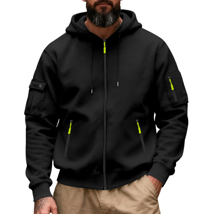 Practical hoodie for men with functional zippered pockets Lune London