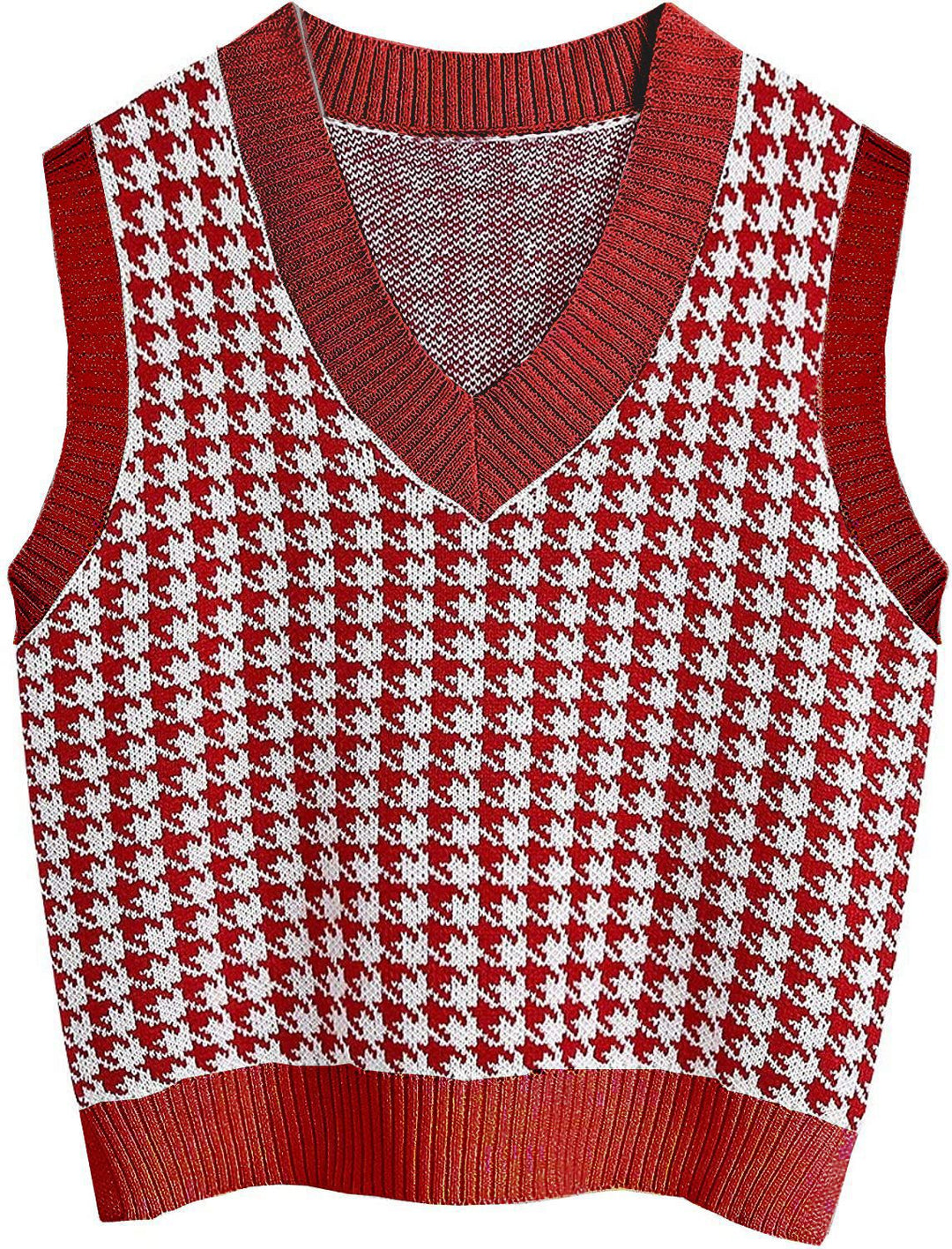 Knitted vest for women with a modern houndstooth pattern Lune London