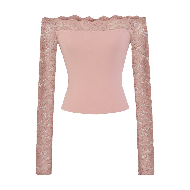 Ladies Carmen top with lace sleeves and off-the-shoulder cut Amarae