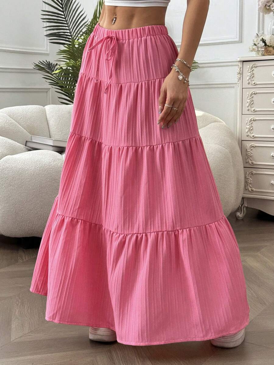 Maxi skirt for women with voluminous ruffle details and an elastic waistband Lune London