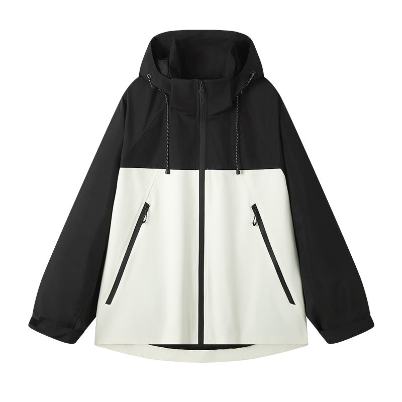 Technical jacket for women with adjustable hood and functional zip pockets Lune London