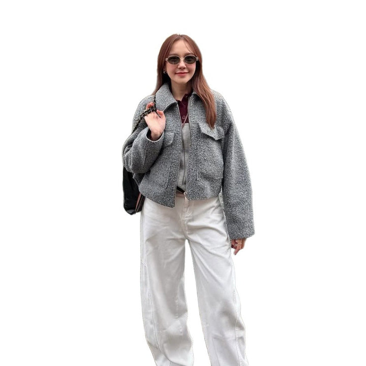 Women's short jacket in boxy cut with zipper, voluminous sleeves and patch chest pockets Amarae