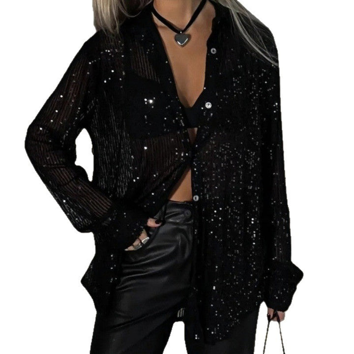Ladies Glittering Oversized Shirt with Sequins Amarae