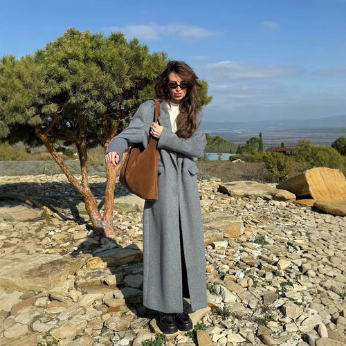 Elegant wool coat for women with double button and loose fit Amarae