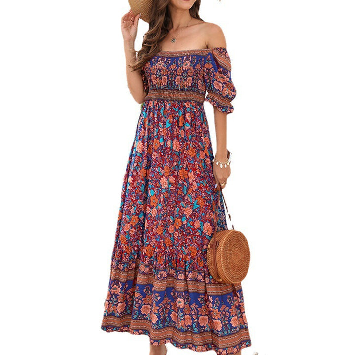 Maxi dress for women with voluminous puff sleeves and a floral pattern Lune London