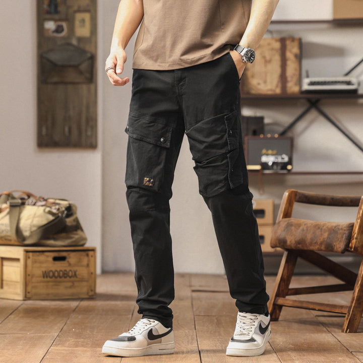 Robust cargo pants for men with elastic waist and multifunctional pockets Lune London