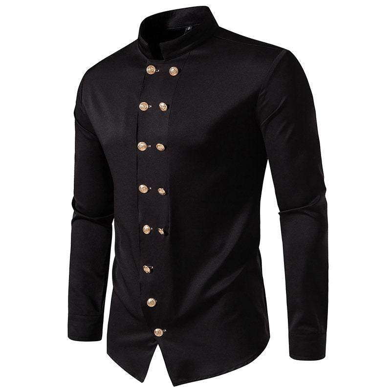 Elegant shirt for men with modern high collar and golden buttons Lune London