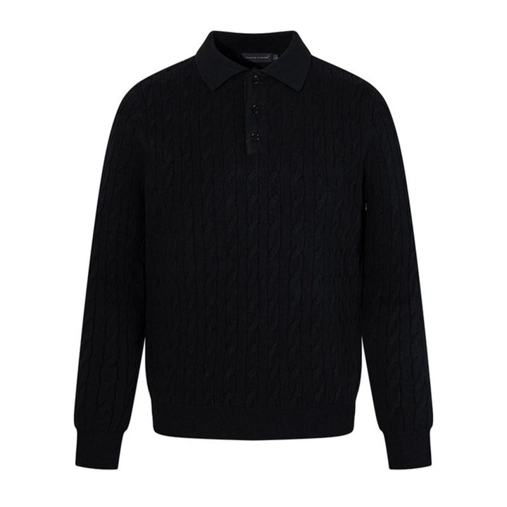 Men's knit polo with cable knit pattern, shirt collar and button placket Amarae