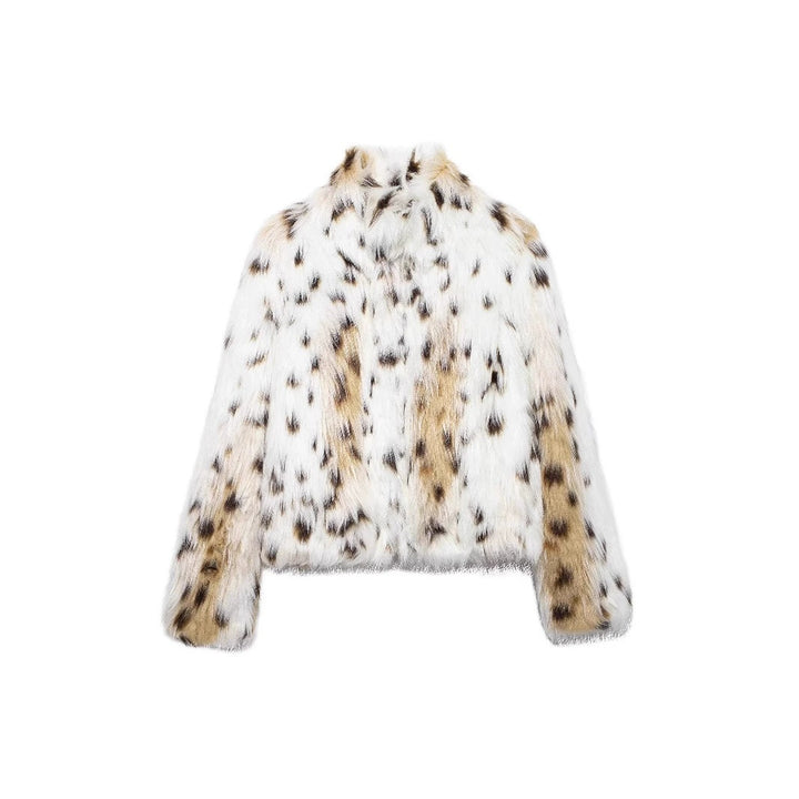 Ladies Leopard Print Plush Faux Fur Jacket Lune London