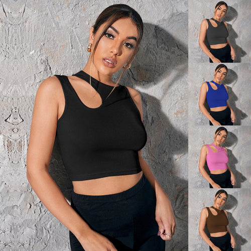 Chic & Stil Women's Asymmetrical Cut Top with Elegant Strap Design