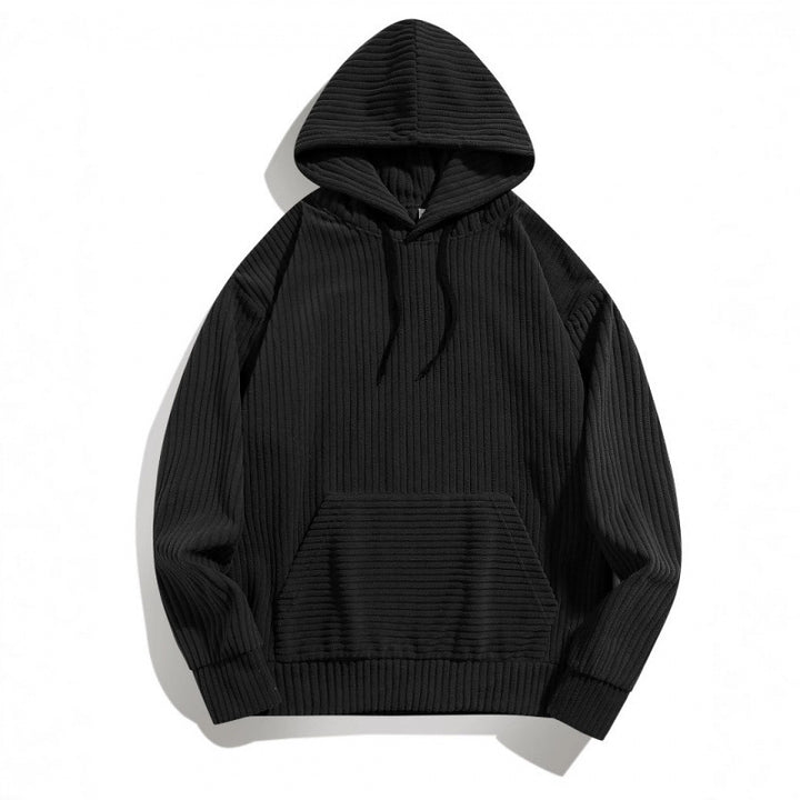 Men's casual hoodie with a textured striped pattern and practical pockets Amarae