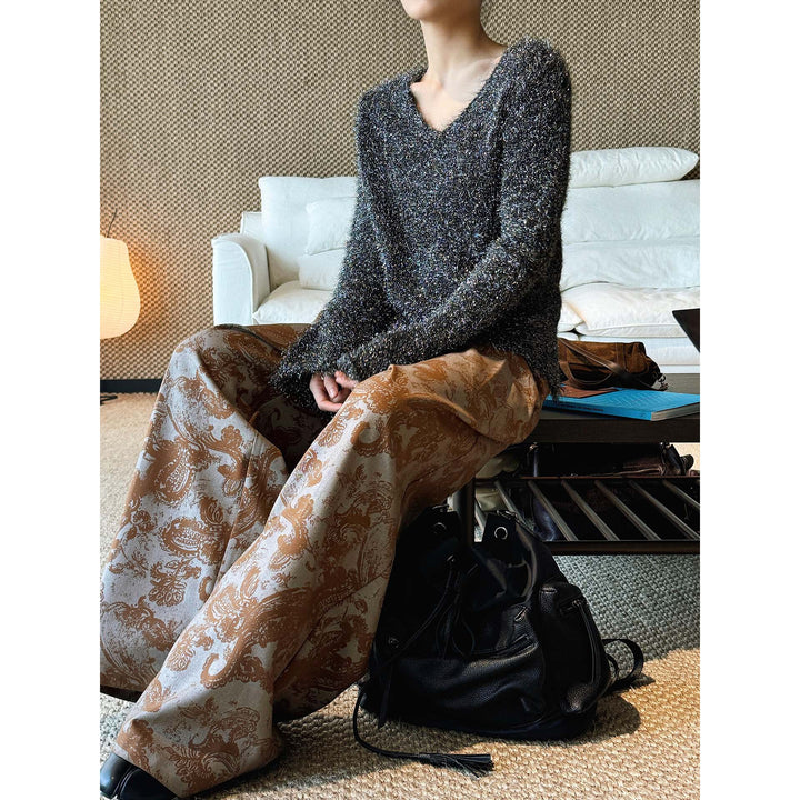 Women's fluffy fine knit sweater with effect yarn and shiny threads Amarae
