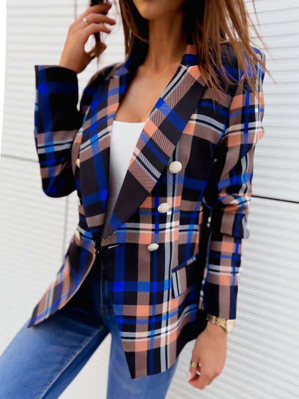 Plaid jacket for women with double-breasted buttons and elegant cut Lune London
