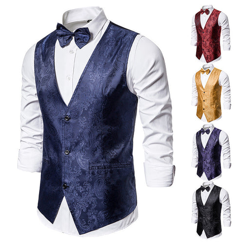 Men's Elegant Suit Vest with Fine Paisley Pattern Amarae