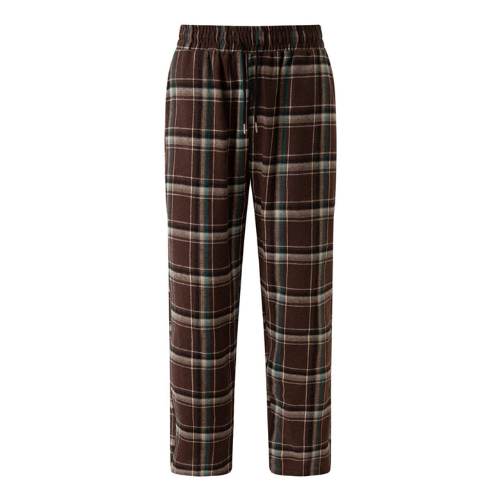 Comfortable flannel pants for men with practical side pockets and elastic waist Lune London