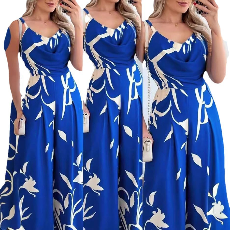 Ladies Fluid Jumpsuit with Floral Print Lune London