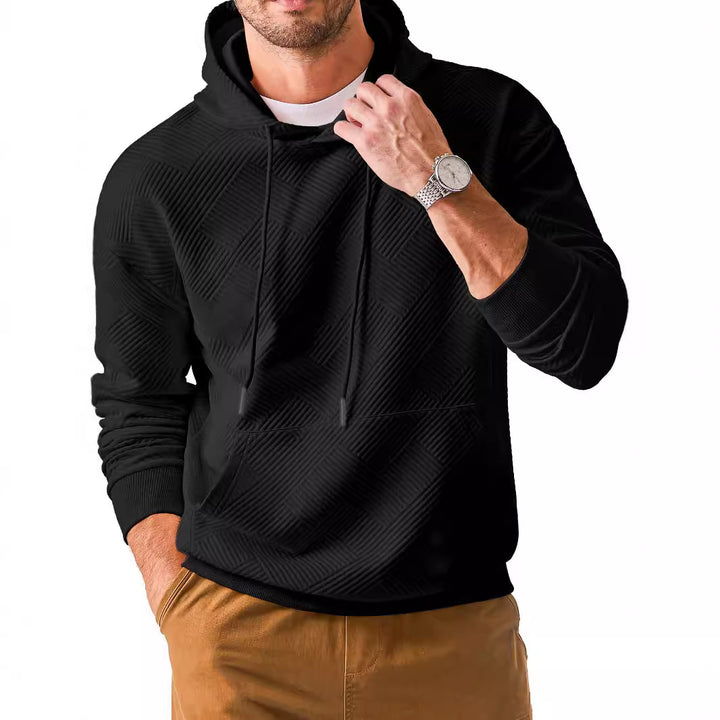 Men's hoodie with textured design and practical kangaroo pocket Lune London