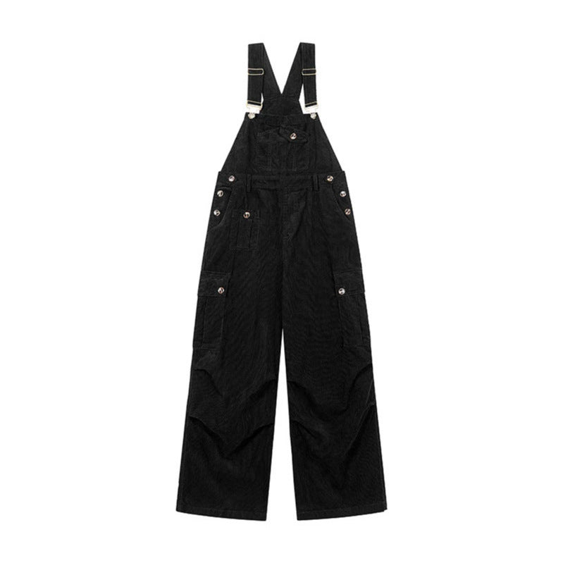 Women's Casual Corduroy Overalls with Wide Leg, Cargo Pockets and Adjustable Straps Amarae
