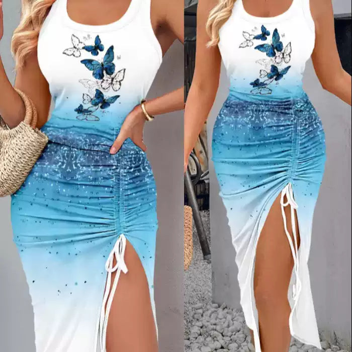 Lune London | Dress with ruffled hems and V neck