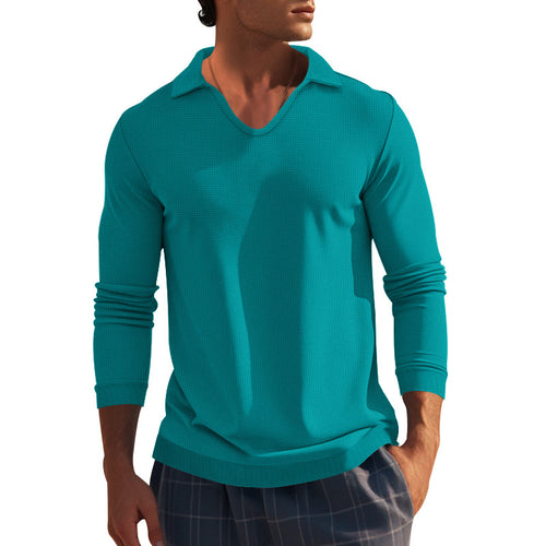 Men's long sleeve T-shirt with modern V neck and textured design Amarae