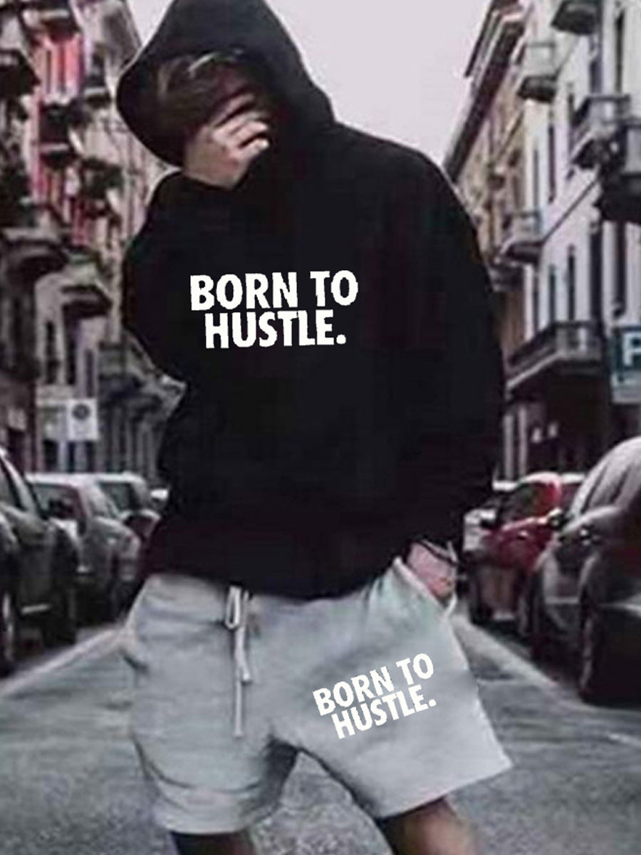 Women's hoodie and sporty shorts set with motivational Lune London inscription