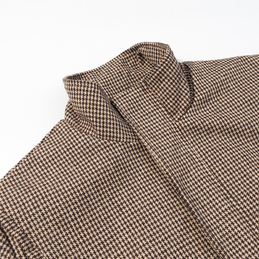 Veste utilitaire décontractée pour femme en design à carreaux avec col haut et taille élastique
