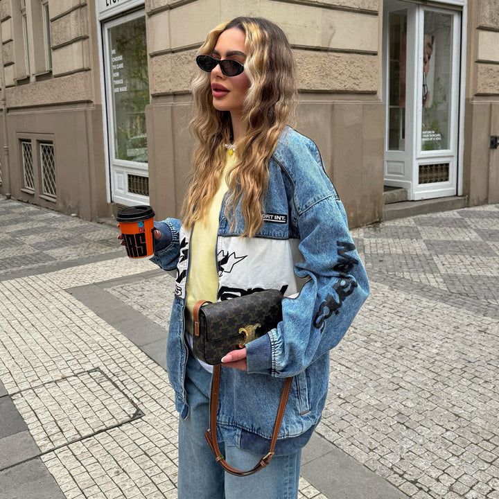 Oversized denim jacket for women with contrasting applications and a modern fit Lune London