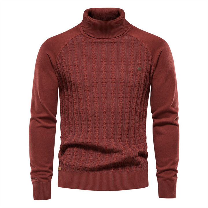 Knit sweater for men with trendy high collar and textured design Lune London