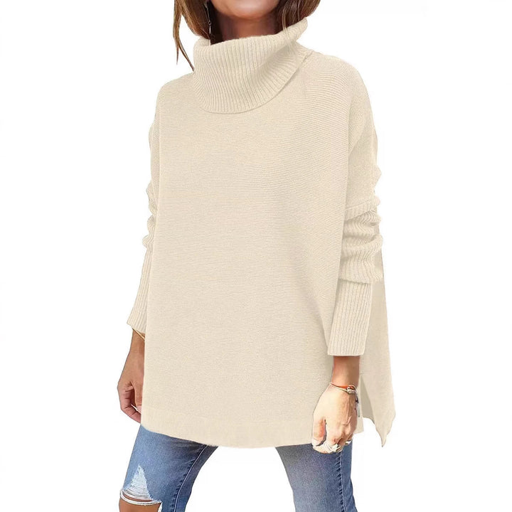 Oversized sweater for women with high collar and knit texture Lune London
