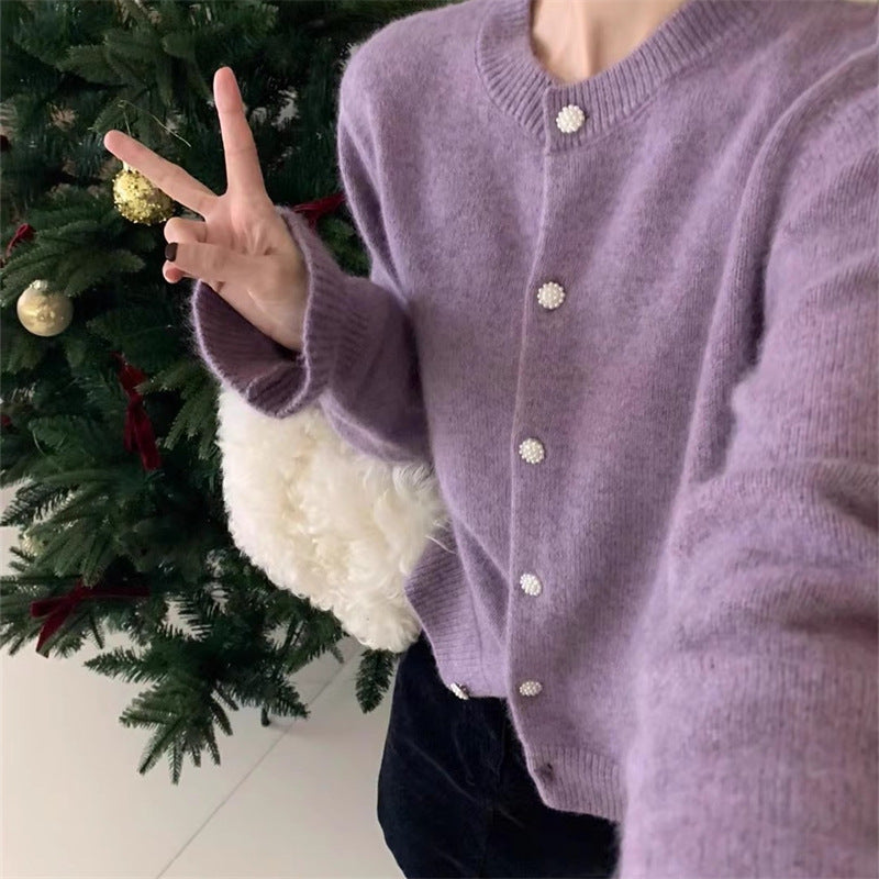 Cardigan confortable pour femmes avec boutons en perle Chic & Stil