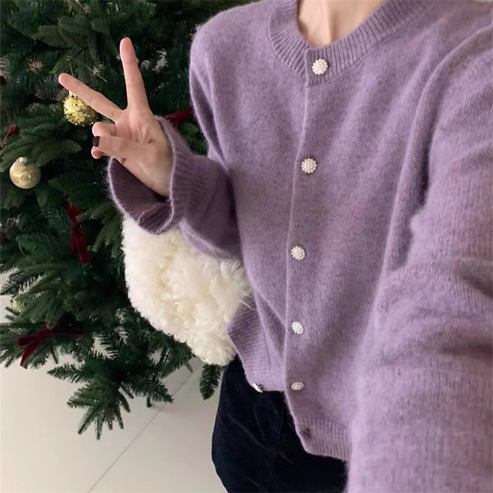 Cardigan confortable pour femmes avec boutons en perle Chic & Stil