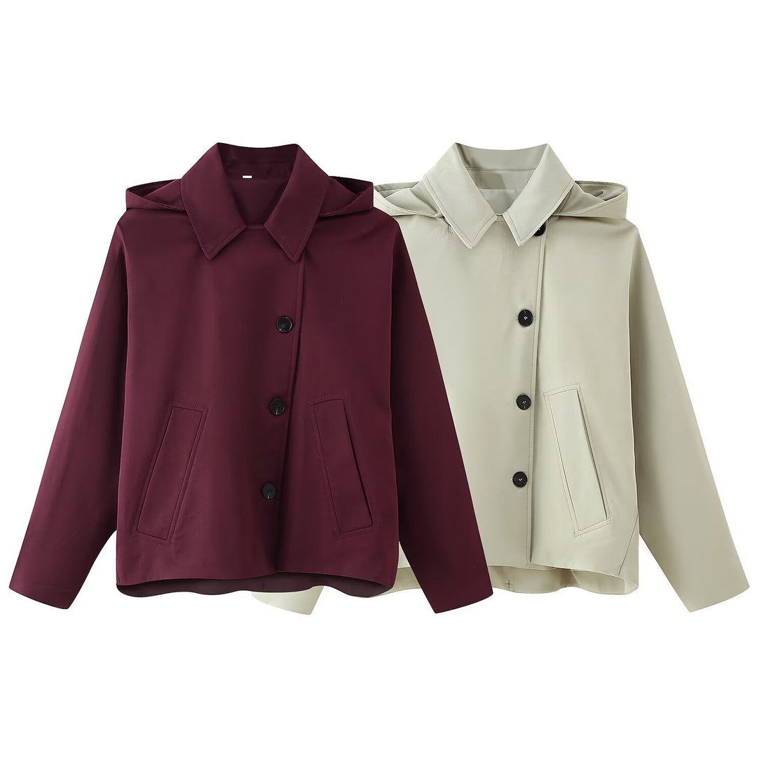 Transitional jacket for women with hood and practical pockets Lune London