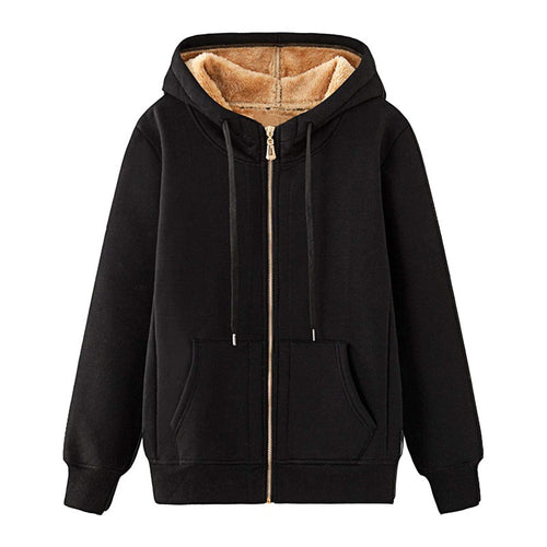 Fleece hooded jacket with lining for women with practical pockets Amarae