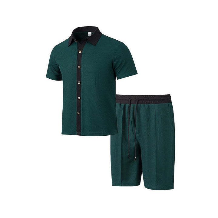 Casual men's short sleeve t-shirt and chic sport shorts set