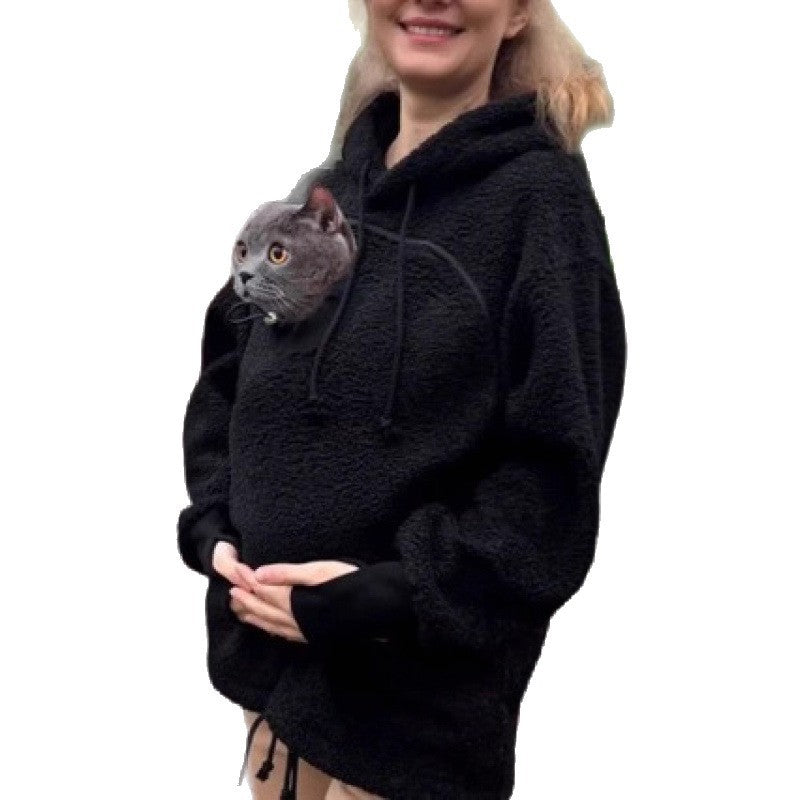 Women’s hoodie with integrated cat cave and extra soft fleece Amarae