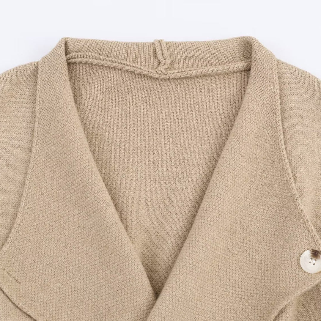 Women's Two-Piece Fine Knit Set with Shawl Collar Cardigan and High-Waist Wide Leg Pants Amarae