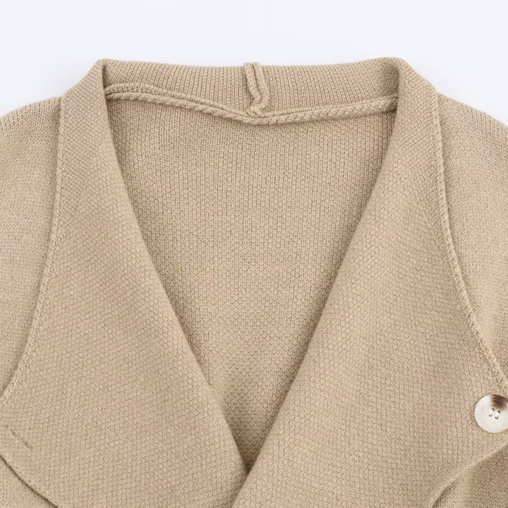 Women's Two-Piece Fine Knit Set with Shawl Collar Cardigan and High-Waist Wide Leg Pants Amarae