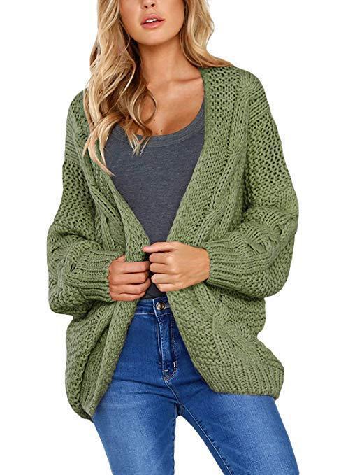 Ladies Chunky Knit Cardigan with relaxed silhouette and tied details Lune London
