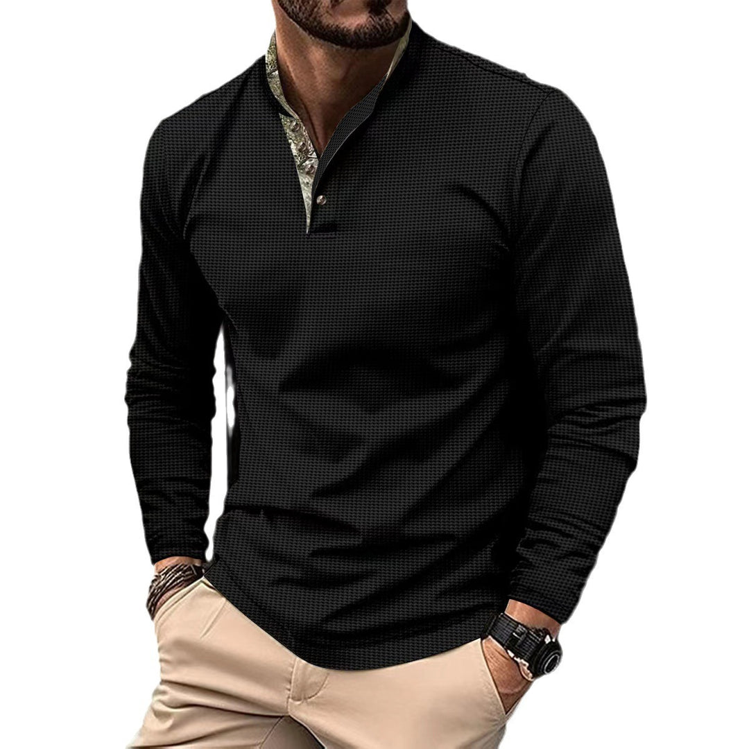 Men's long sleeve shirt with modern stand collar and elegant design Lune London