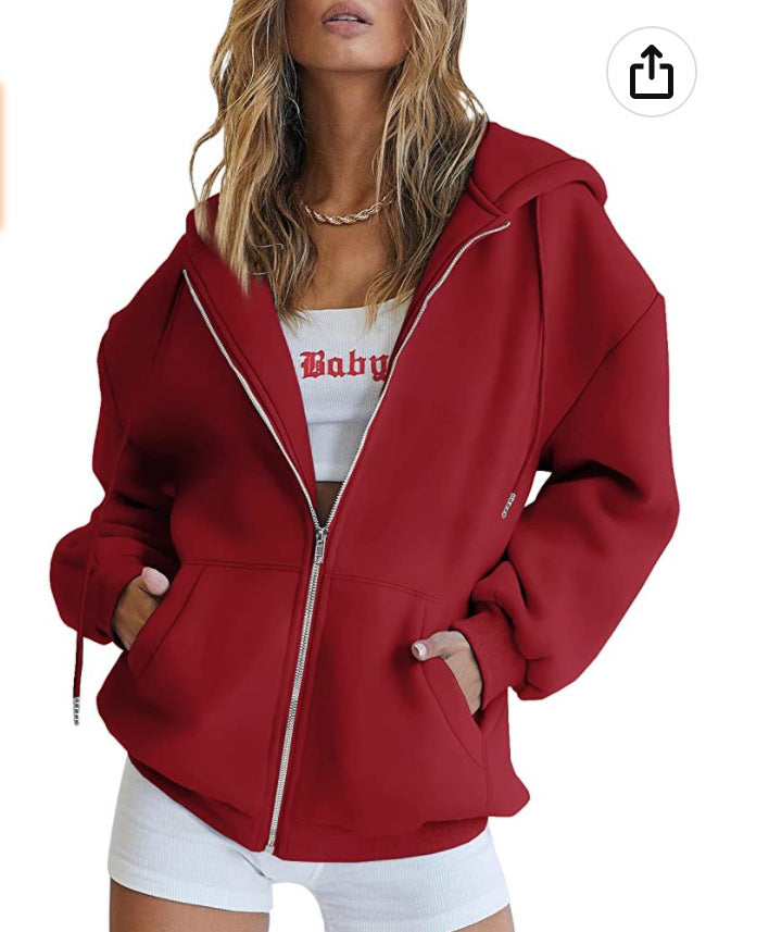 Ladies oversized hooded jacket with practical pockets Amarae