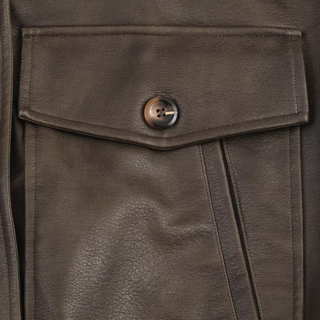 Faux leather jacket for women with removable faux fur collar and practical pockets Lune London
