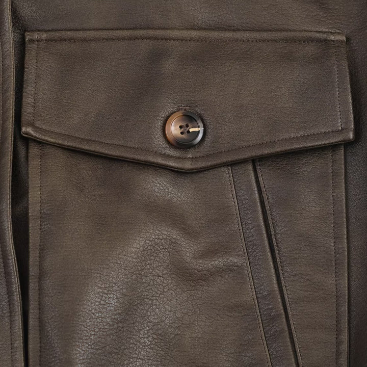 Faux leather jacket for women with removable faux fur collar and practical pockets Lune London