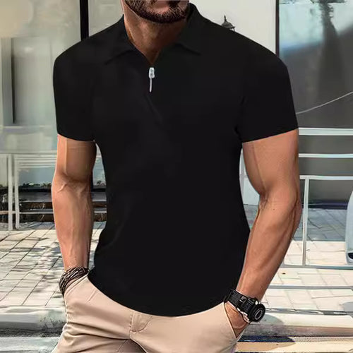 Modern men's polo shirt with trendy zip closure Amarae