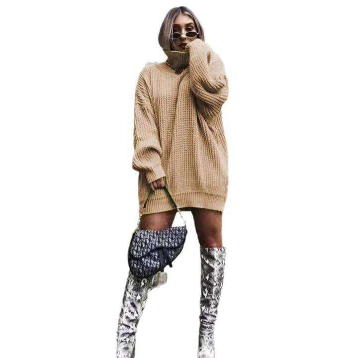 Chunky knit sweater for women with high collar and relaxed fit Lune Londonl