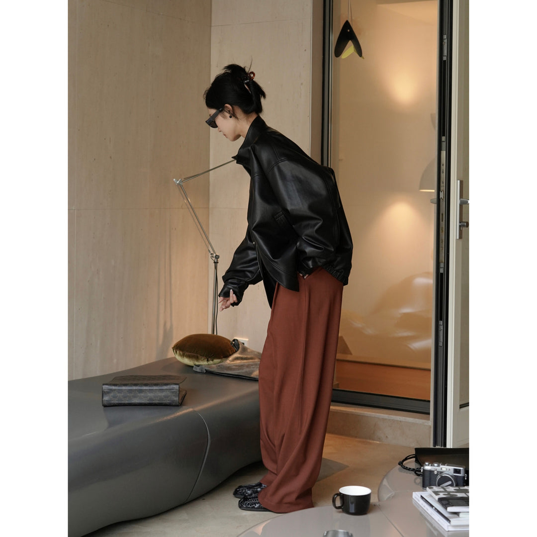 Women's High-Waisted Palazzo Suit Pants with Front Crease and Deep Crotch Amarae