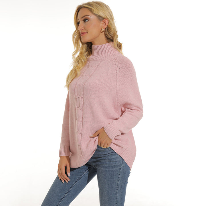 Chunky knit sweater for women with high collar and modern 3D pattern Lune London