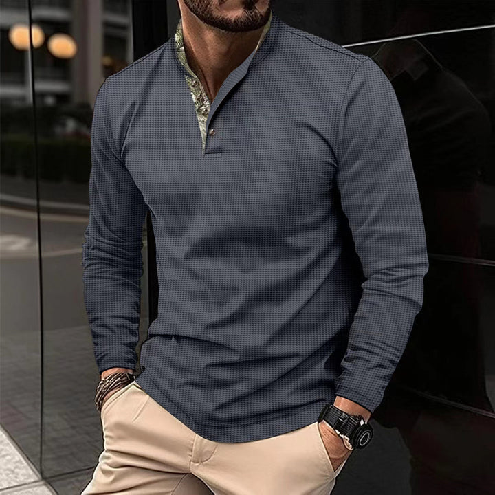 Men's long sleeve shirt with modern stand collar and elegant design Lune London