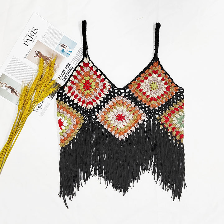 Lune London Crocheted Fringe Crop Top for Women