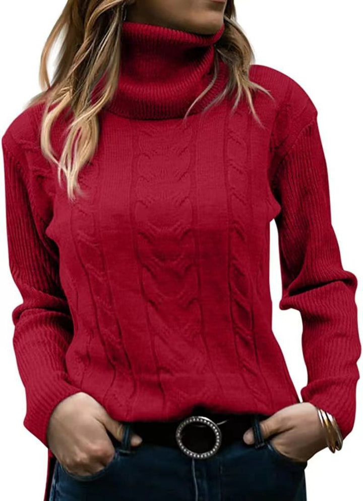 Lune London | Women's Sweater with Stand-Up Collar and Cable Pattern