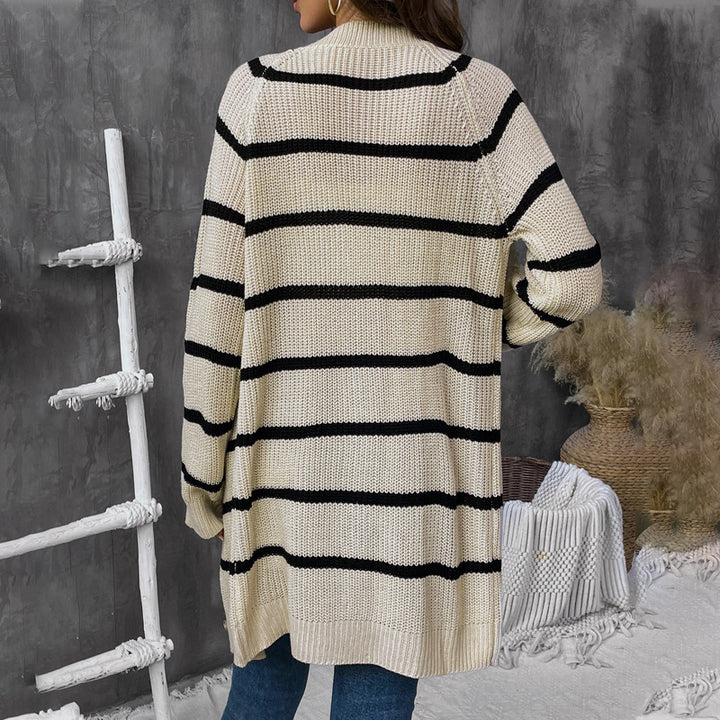 Knitted jacket for women with wide stripes Lune London